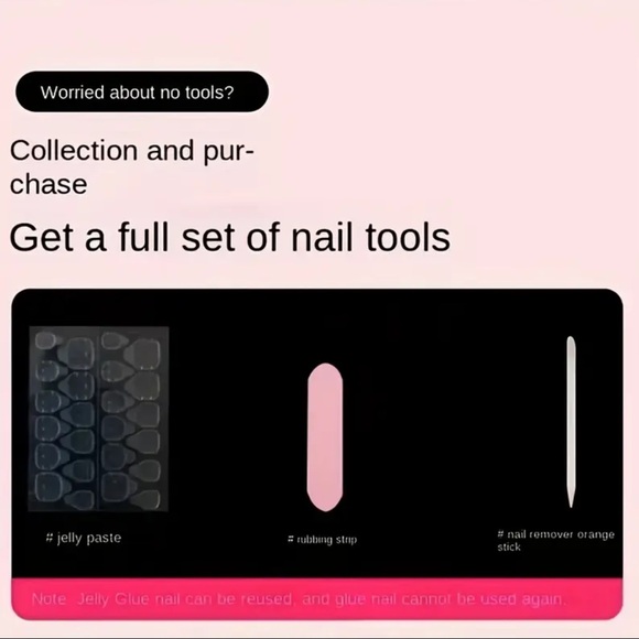 10pcs Handmade Elegant Pink and Gold Nail Art - Picture 5 of 5